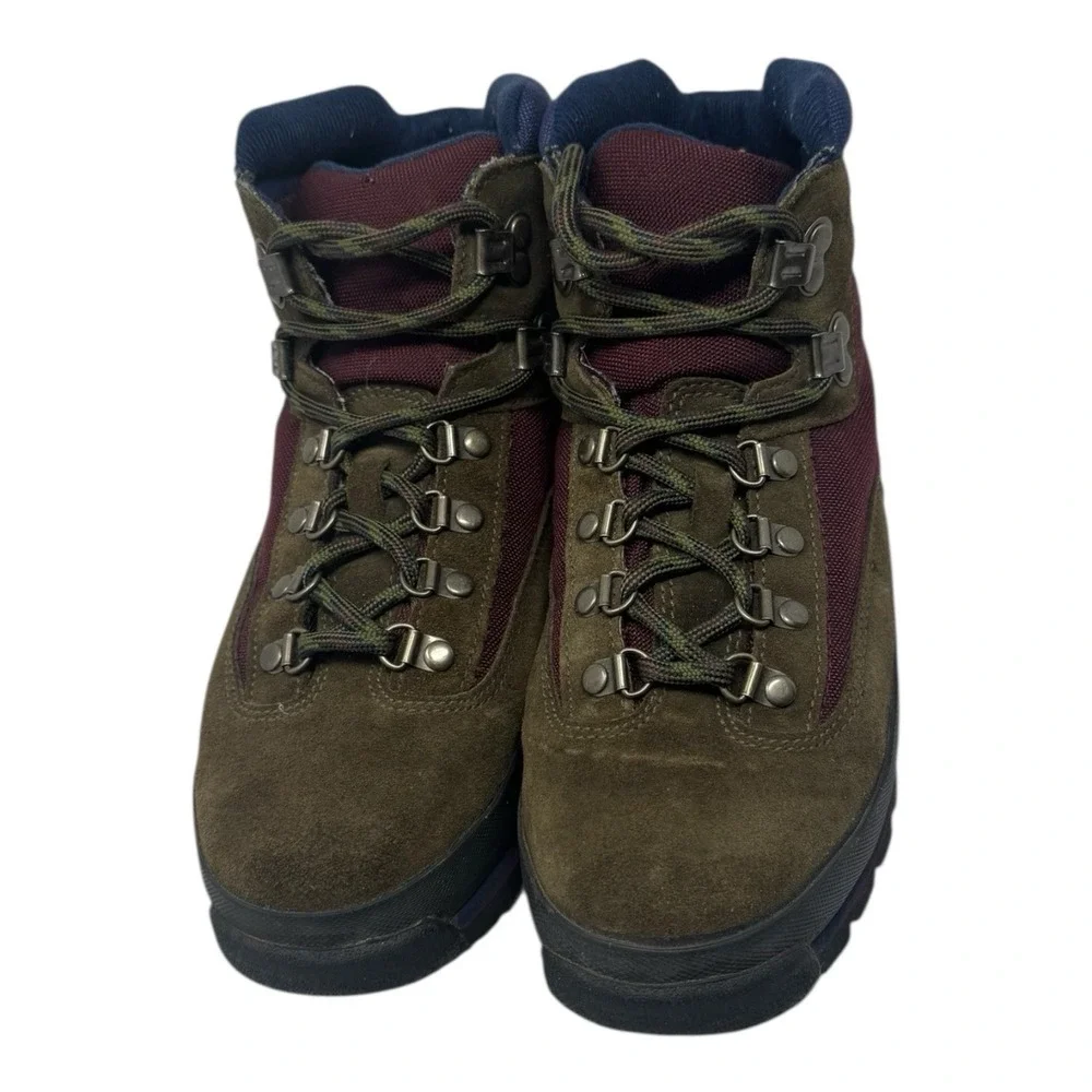 Vintage 🔥90's 🤑Timberland 🚨Euro Hiker Suede Boots Brown Maroon‎ Blue Snow 8